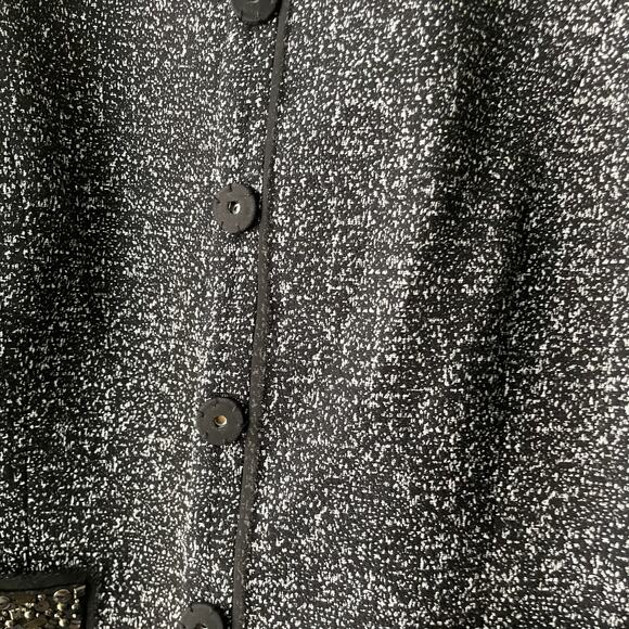 Classiques Entier Black & Gray Tweed Sequenced Neckline Jacket - M - Picture 5 of 11